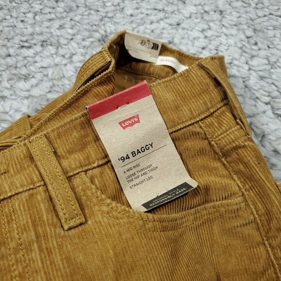 Levi's 94 Baggy Corduroy Brown Straight Leg Loose Pants Y2K 90s Size 24 x 31 - Picture 5 of 12